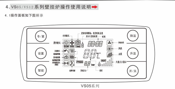 菲思盾壁挂炉05图标含义